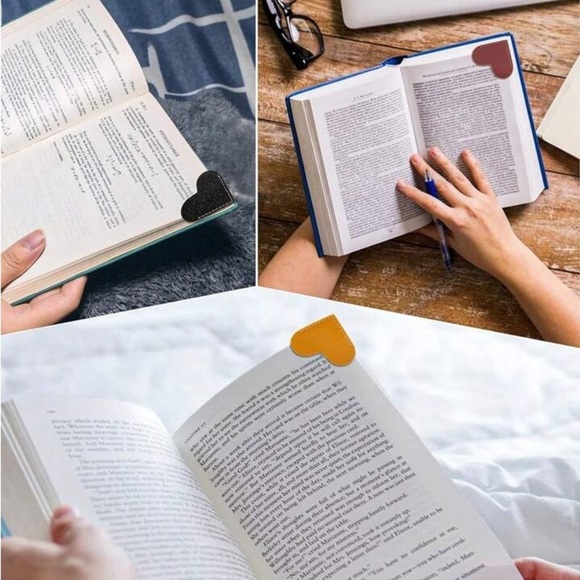 Heart-Shaped Leather Bookmark Set of 2 - Various Colors - Picture 2 of 12